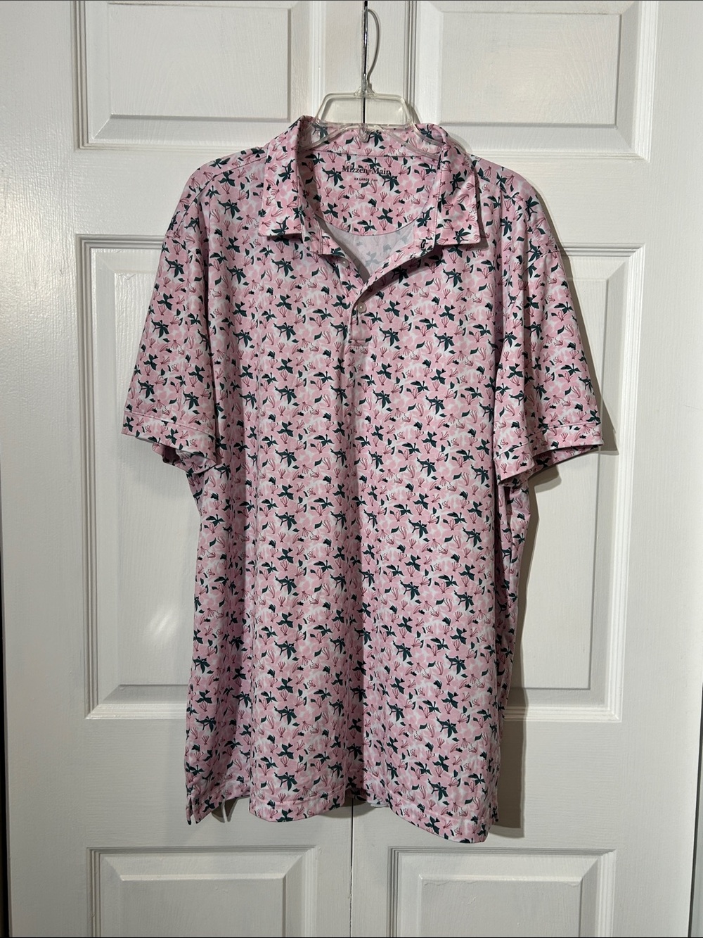 Mizzen+Main Pink Floral Print Short-Sleeve Polo Size XXL